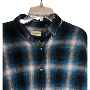 Hobbs Creek Mens Blue Black Plaid Flannel Button Down Shirt XL Outdoors Camping‎